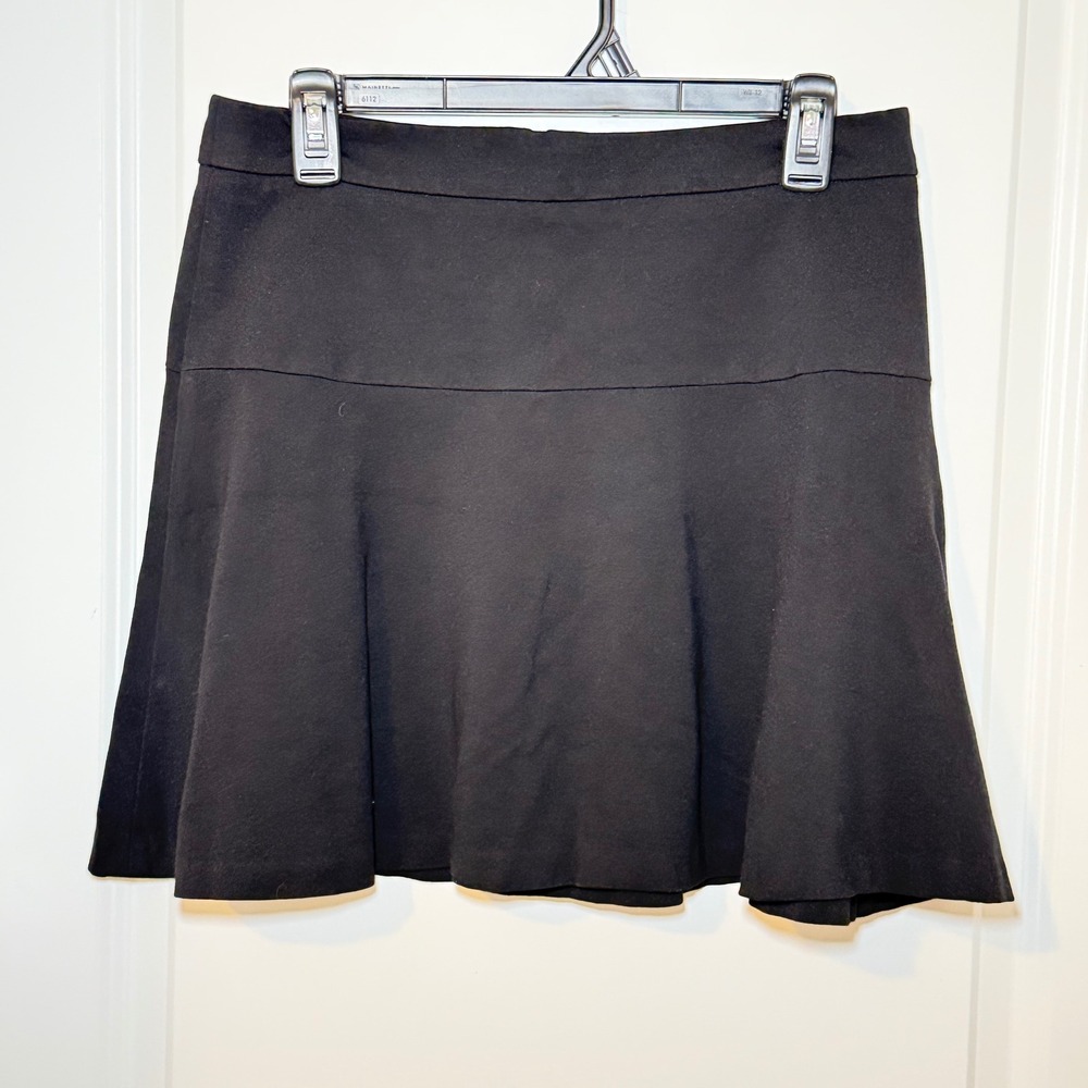 Banana Republic Womens Black Ponte Knit Flared Mini Skirt Size 6 Side Zip